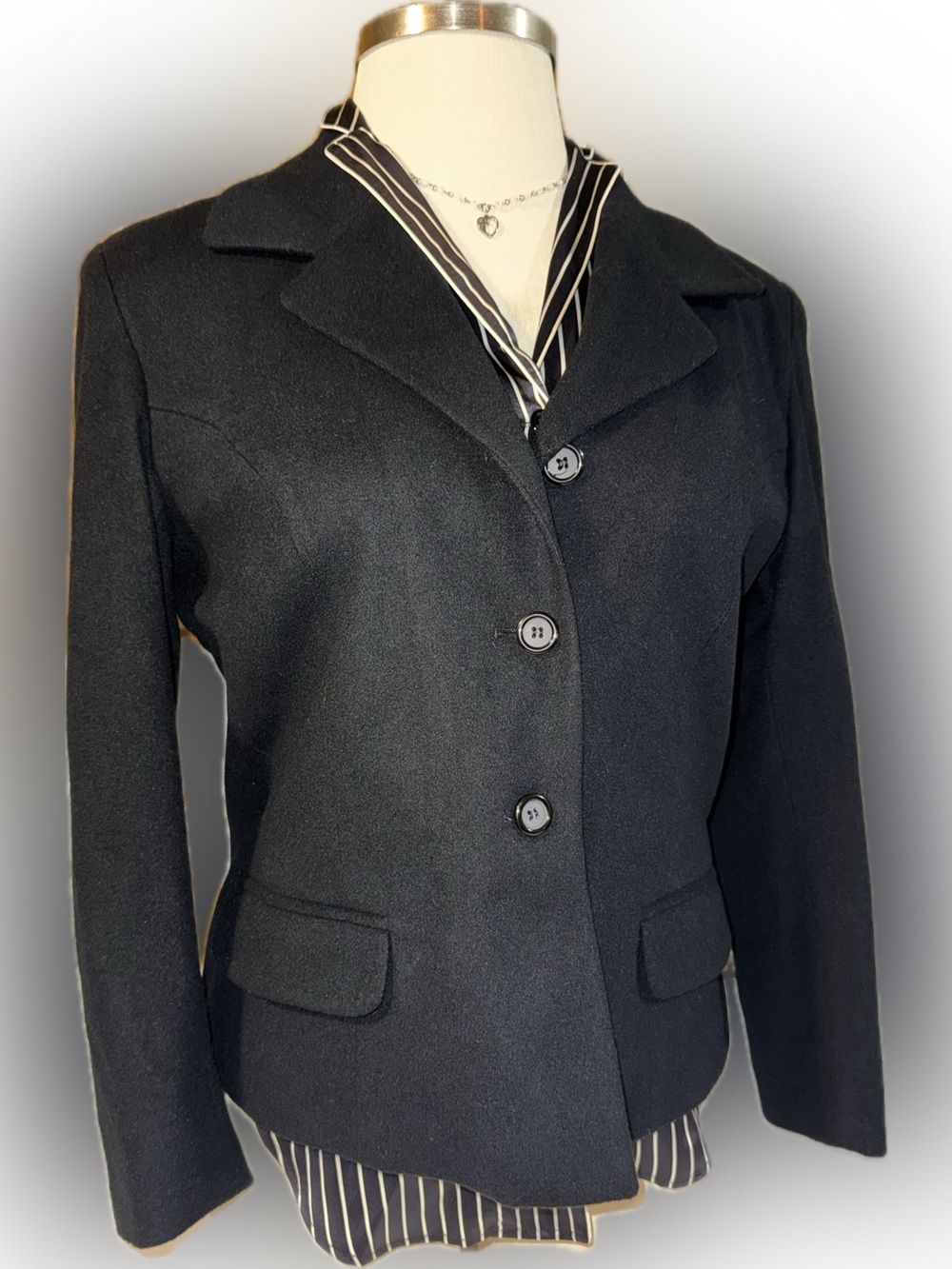 Vintage J Percy for Marvin Richards Black Wool/Cashmere Blend Tailored Blazer